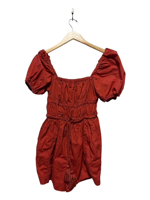 Ulla Johnson Size 0 Rust Cotton Sinched Waist Romper Dress Rust / 0