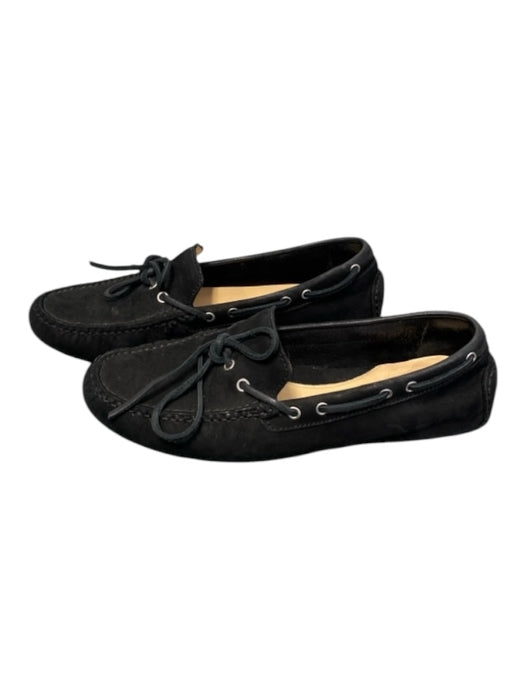 Cole Haan Shoe Size 7 Black Suede Almond shape Slip On Tie Detail Boat Shoes Black / 7