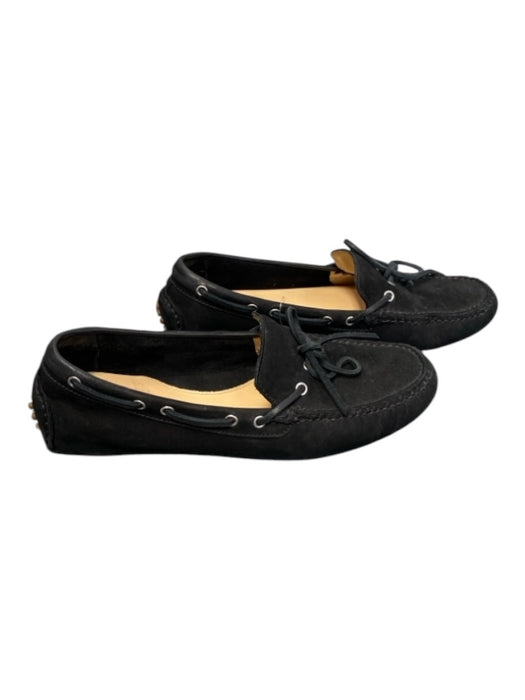 Cole Haan Shoe Size 7 Black Suede Almond shape Slip On Tie Detail Boat Shoes Black / 7