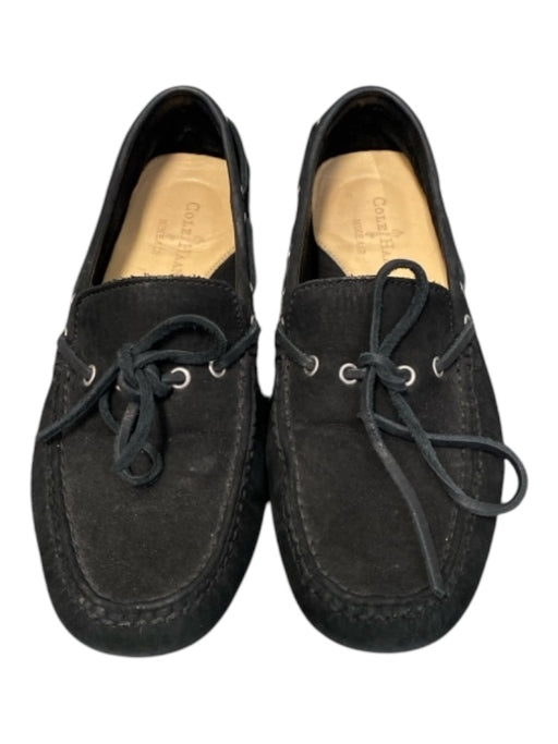 Cole Haan Shoe Size 7 Black Suede Almond shape Slip On Tie Detail Boat Shoes Black / 7