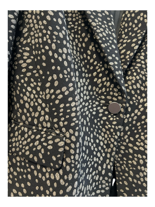 Alice & Olivia Size 8 Black & Silver Polyester 1 Button Metallic Blazer Black & Silver / 8