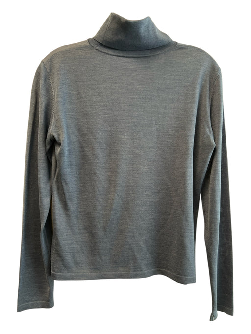 Lafayette 148 Size Medium Blue Silk Long Sleeve Turtle Neck pull over Top Blue / Medium