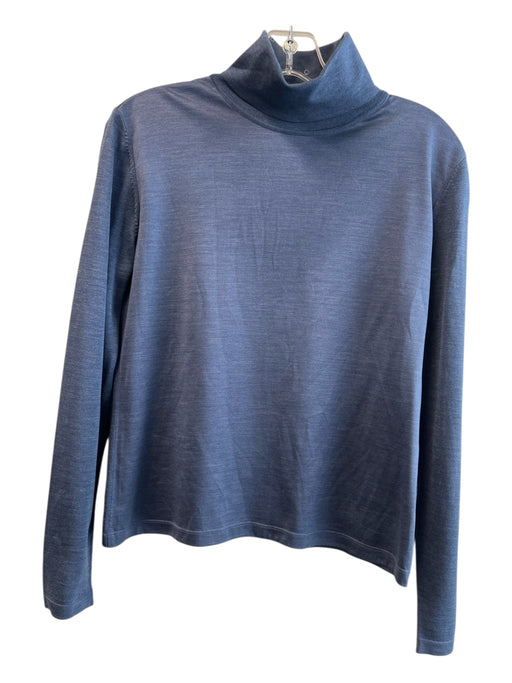 Lafayette 148 Size Medium Blue Silk Long Sleeve Turtle Neck pull over Top Blue / Medium