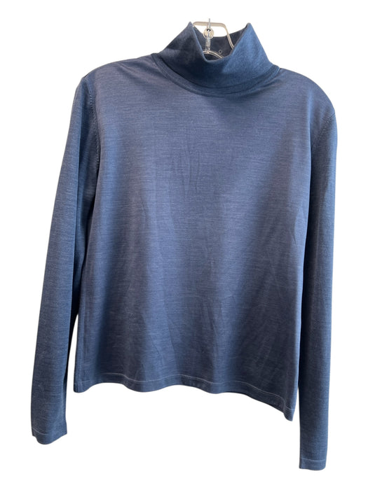 Lafayette 148 Size Medium Blue Silk Long Sleeve Turtle Neck pull over Top Blue / Medium
