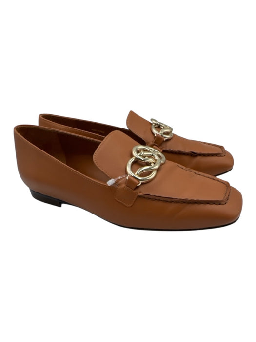 Lafayette 148 Shoe Size 37 Tan Brown & Gold Leather Square Toe Buckle Loafers Tan Brown & Gold / 37