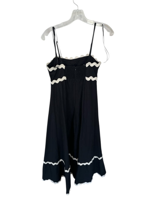Petal + Pup Size S Black & Cream Cotton Spaghetti Strap Scallop Detail Dress Black & Cream / S