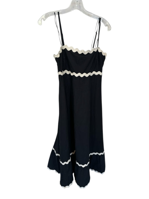 Petal + Pup Size S Black & Cream Cotton Spaghetti Strap Scallop Detail Dress Black & Cream / S