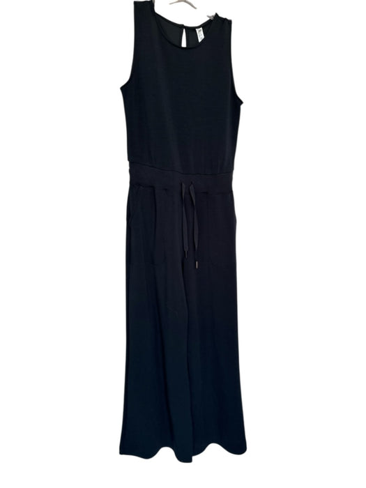 Spanx Size M Black Modal & Polyester Sleeveless Wide Leg Drawstring Jumpsuit Black / M