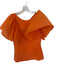 Maeve Size M Orange Cotton & Elastane V Neck Flutter Sleeve Ribbed Top Orange / M