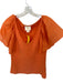 Maeve Size M Orange Cotton & Elastane V Neck Flutter Sleeve Ribbed Top Orange / M