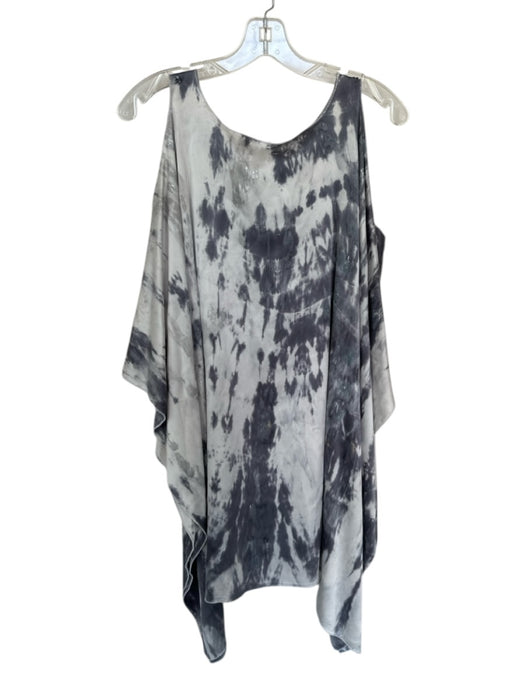 Pieces Etc Size One Size Grey Silk Tie Dye Cold Shoulder Tunic Top Grey / One Size