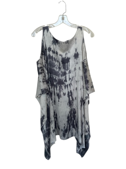 Pieces Etc Size One Size Grey Silk Tie Dye Cold Shoulder Tunic Top Grey / One Size