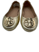 Tory Burch Shoe Size 8.5 Gold Leather Round Toe Gold Logo Ballerina Flats Gold / 8.5