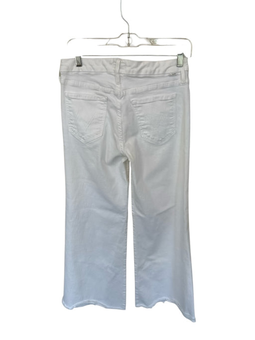 Mother Size 29 White Cotton Raw Hem High Waist Wide Leg Button Fly Jeans White / 29