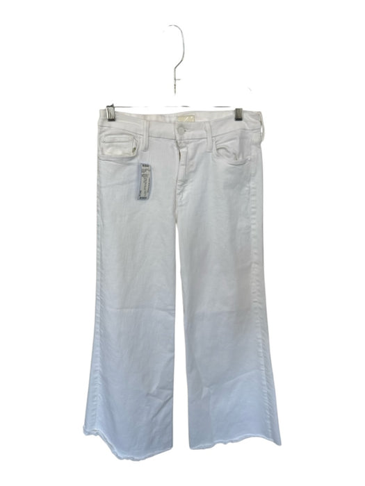 Mother Size 29 White Cotton Raw Hem High Waist Wide Leg Button Fly Jeans White / 29