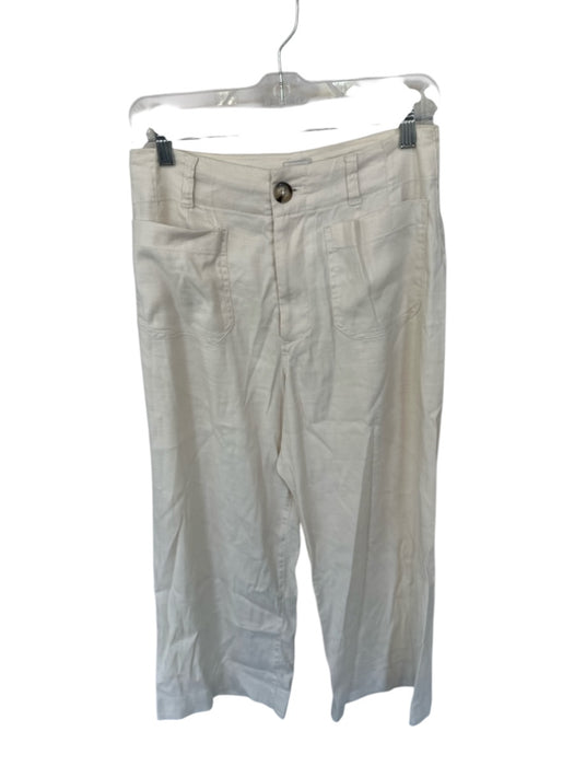 Maeve Size 29 Cream Linen Blend Straight Leg Front Pocket High Waist Pants Cream / 29