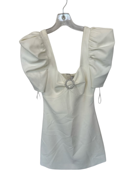 Likely Size 0 White Polyester Blend Bell Sleeve Pearl Detail Mini Back Zip Dress White / 0