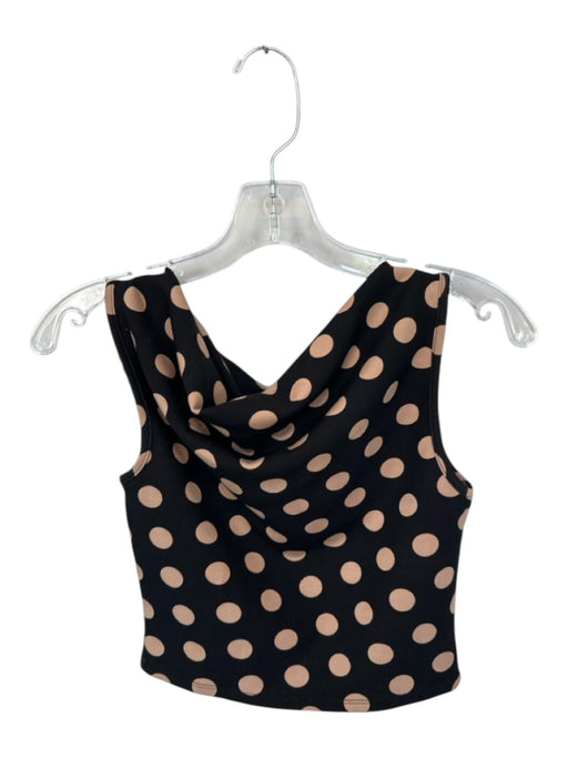 AFRM Size XS Brown & Black Polyester Polka Dots Off the Shoulder Cropped Top Brown & Black / XS