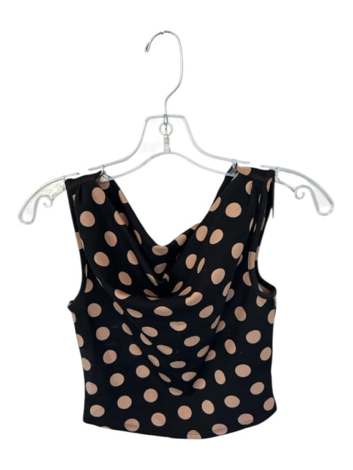AFRM Size XS Brown & Black Polyester Polka Dots Off the Shoulder Cropped Top Brown & Black / XS
