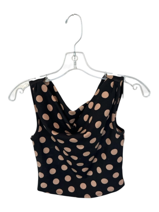 AFRM Size XS Brown & Black Polyester Polka Dots Off the Shoulder Cropped Top Brown & Black / XS