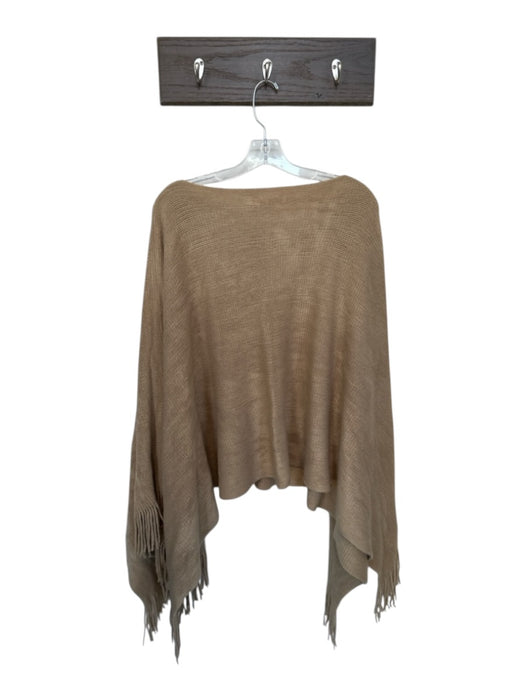 Shiraleah Tan Acrylic Knit Fringe Hem Poncho Tan / One Size