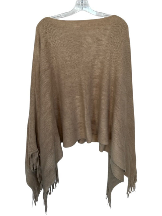 Shiraleah Tan Acrylic Knit Fringe Hem Poncho Tan / One Size