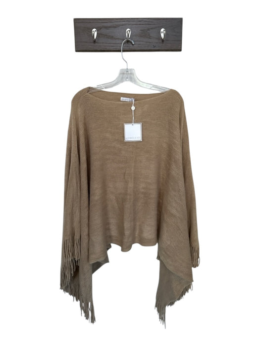 Shiraleah Tan Acrylic Knit Fringe Hem Poncho Tan / One Size
