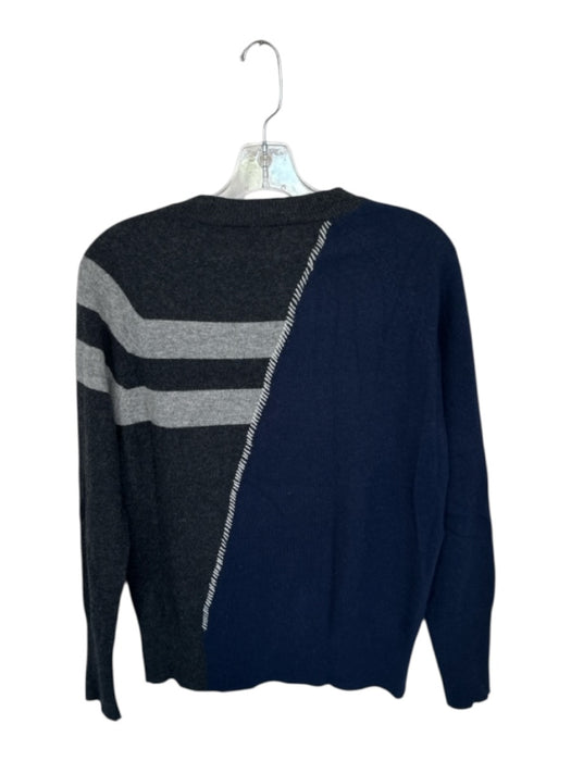 27 Miles Size M Black, Grey & Navy Cashmere Color Block Stripe Sweater Black, Grey & Navy / M