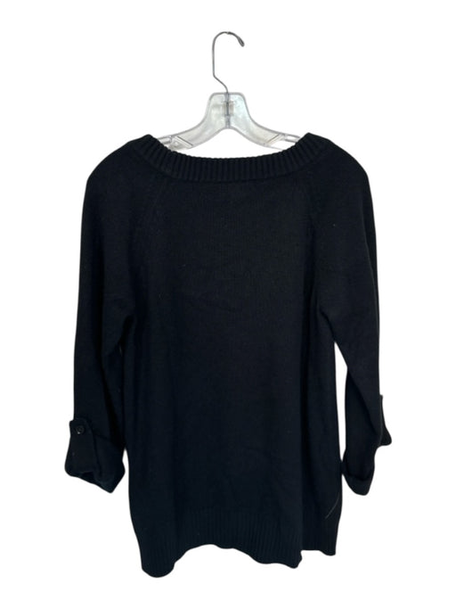 Banana Republic Size M Black Cashmere Long Sleeve Knit Ribbed Collar Sweater Black / M