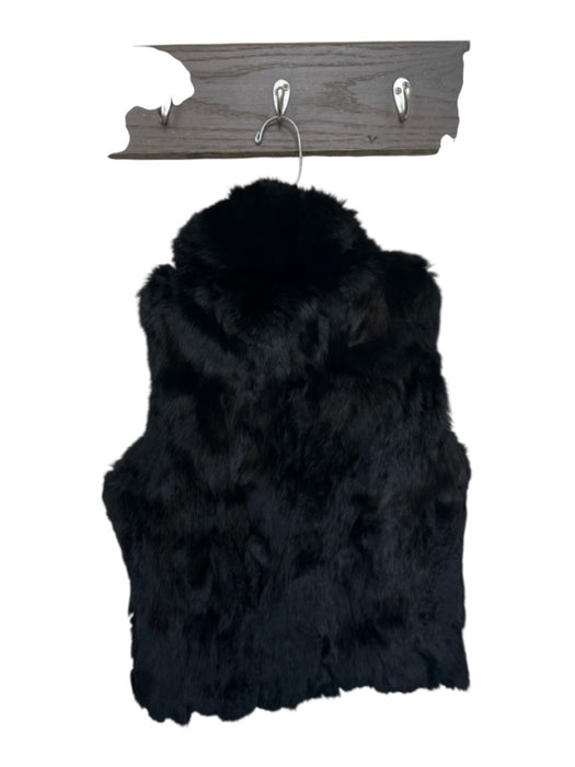 Jennifer J Size S Black Rabbit Fur & acetate Zip Up Collar Vest Black / S