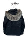 Nils Size 6 Black & Taupe Polyester Blend Fur Hood Button & Zip Front Jacket Black & Taupe / 6