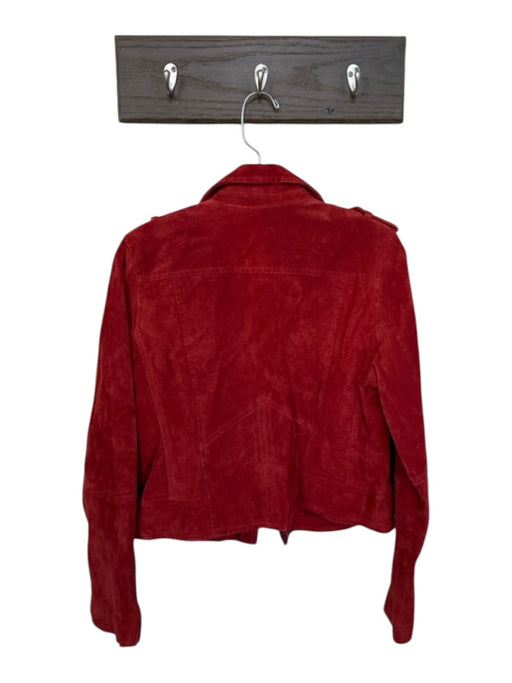 SL8 Size M Red Leather & Polyester Suede Long Sleeve Zip Up Pockets Jacket Red / M