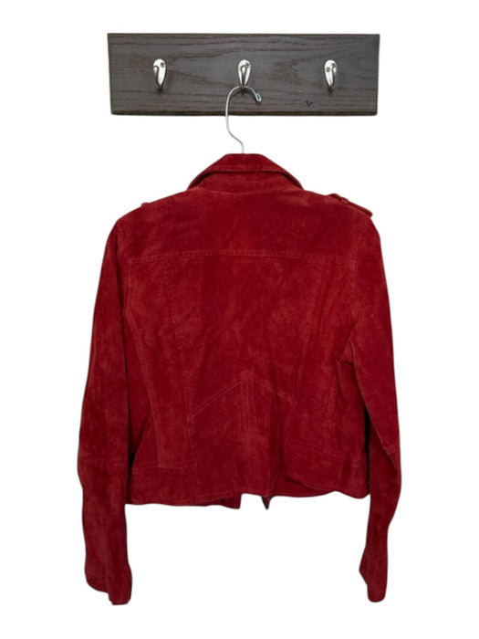 SL8 Size M Red Leather & Polyester Suede Long Sleeve Zip Up Pockets Jacket Red / M