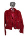 SL8 Size M Red Leather & Polyester Suede Long Sleeve Zip Up Pockets Jacket Red / M