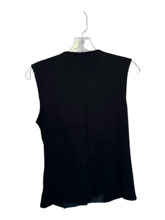 Michael Stars Size S Black Leather, rayon, spandex Fabric Block Zip Up Vest Top Black / S