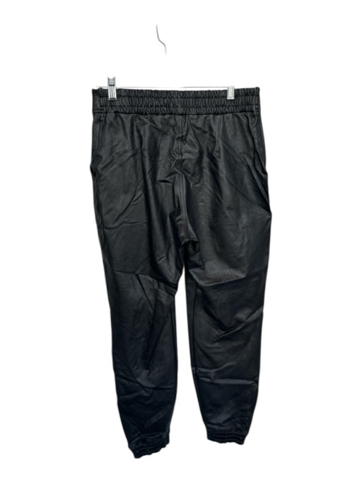 Spanx Size M Black Polyester & Elastane Vegan Leather Elastic Waist Jogger Pants Black / M
