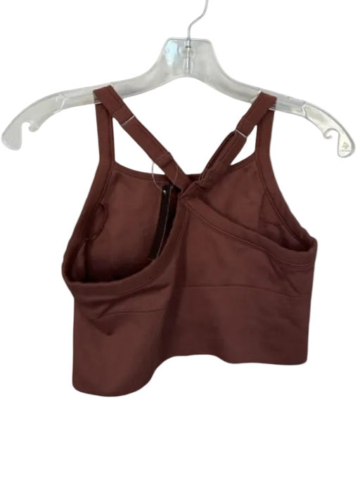Alo Size Est M Brown Racer Back Ribbed Cropped Athletic Top Brown / Est M