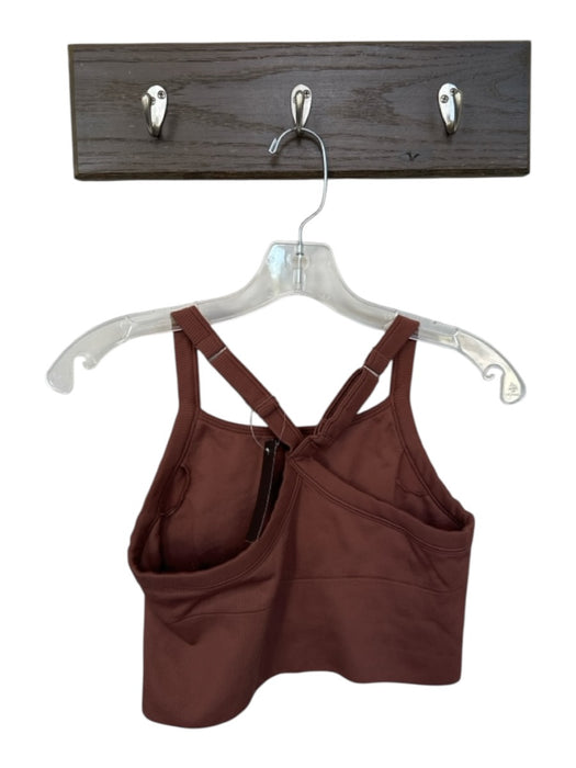Alo Size Est M Brown Racer Back Ribbed Cropped Athletic Top Brown / Est M