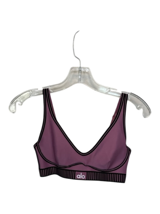 Alo Size XS Purple & Black Polyester Blend Velvet Detail Line Details sports bra Purple & Black / XS