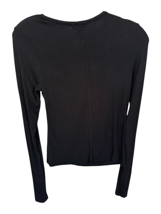 LAmade Size XS Black Micromodal Blend Ribbed Cutout Long Sleeve Asymmetric Top Black / XS