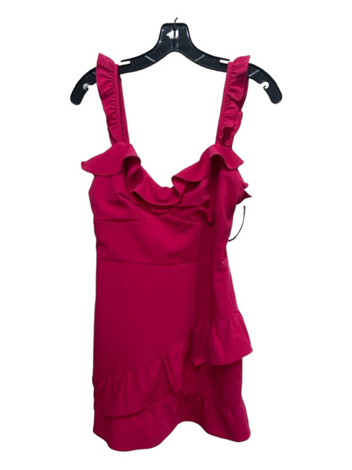 Lovers + Friends Size S Magenta Polyester Ruffle Sleeveless Back Zip Dress Magenta / S