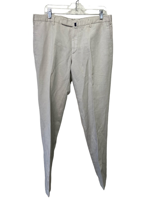 Incotex Size 54 Light Gray Lino Solid Zip Fly Men's Pants 54