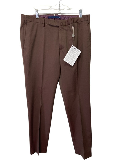 Incotex New Size 54 Brown & Multi Lino Solid Zip Fly Men's Pants 54