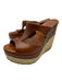 Jimmy Choo Shoe Size 37 Brown Leather Raffia Open Toe & Heel Cut Out Wedges Brown / 37