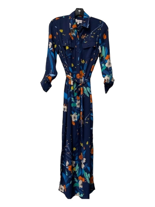 Nanette Nanette Lepore Size 2 Navy & Multi Polyester Floral Belted Dress Navy & Multi / 2