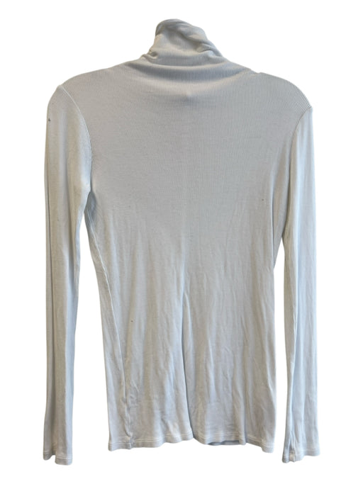 Vince Size XS White Viscose & Spandex Blend Turtle Neck Ribbed Fitted Bodice Top White / XS