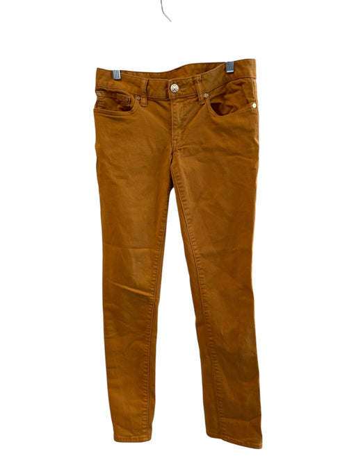 Tory Burch Size 25 Mustard Cotton & Elastane Denim Solid Low Rise Skinny Jeans Mustard / 25