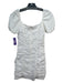 Superdown Size S White Cotton Blend Short Balloon Sleeve Rouched Zip Back Dress White / S