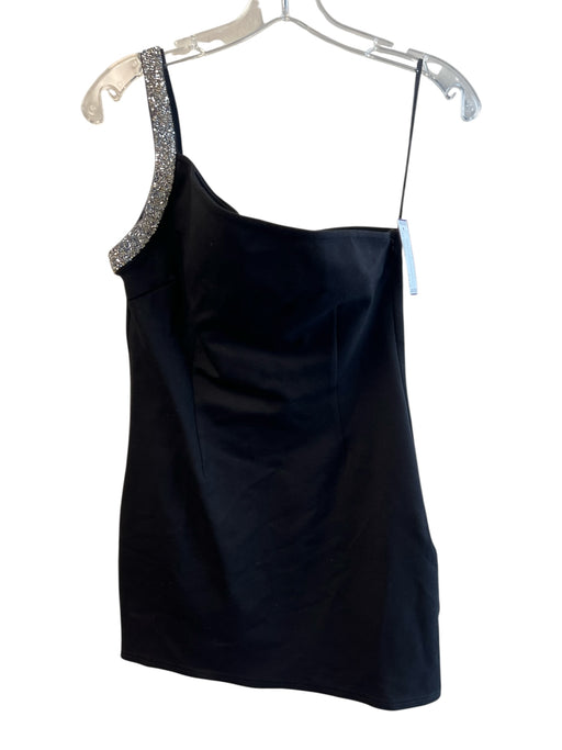 Superdown Size Medium Black Cotton Blend One Shoulder Rhinestone Detail Dress Black / Medium