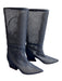 Tibi Shoe Size 37 Navy Leather Perforated Pointed Toe Calf Length Boots Navy / 37